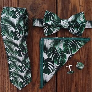 NEW Tropical Bow Tie, Regular Tie, & Pocket Square